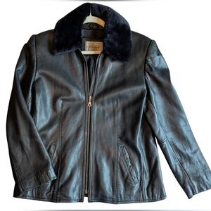 Vintage Lord & Taylor Faux Fur Lined Leather Jacket